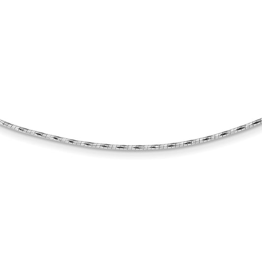 14k White Gold Polished w/2in. Ext. Round Twisted Omega Necklace