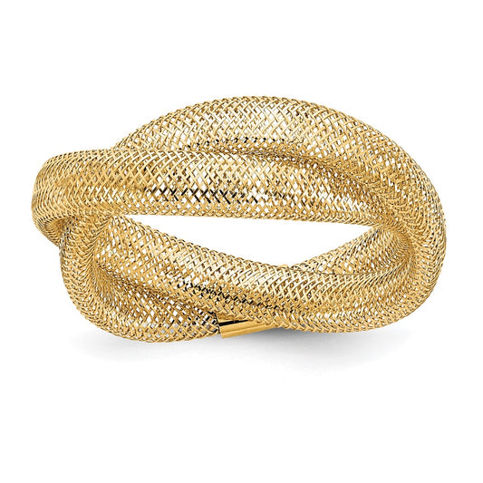 14K Gold Twisted Woven Mesh Stretch Ring