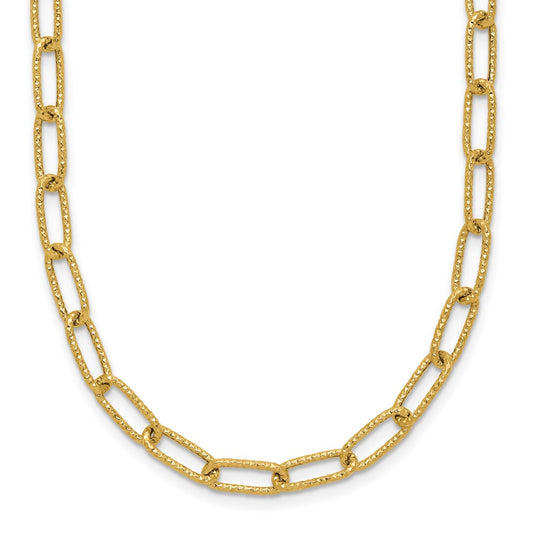 14K Textured Open Link Necklace