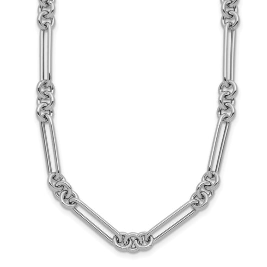 14k White Gold Polished Fancy Link Necklace