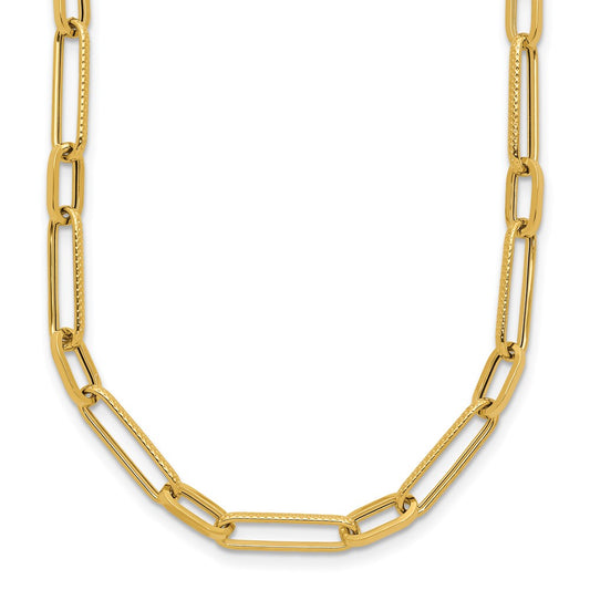 14K Polished Fancy Oval Link Necklace
