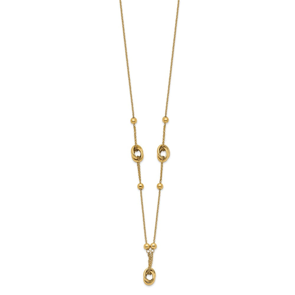 14K Polished Bead and Link w/1.5 in ext. Necklace
