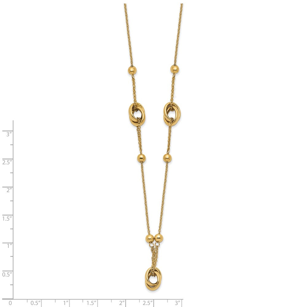 14K Polished Bead and Link w/1.5 in ext. Necklace