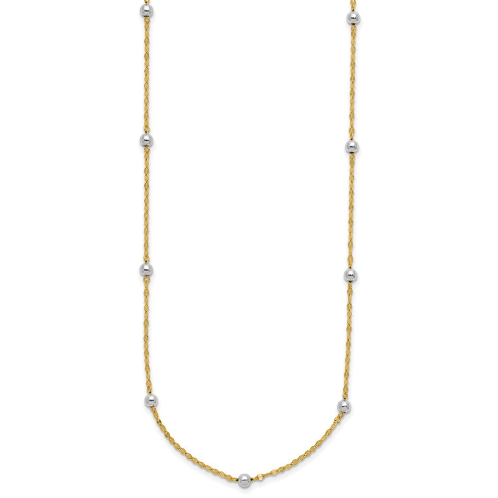 14K Yellow Gold Two Tone Polished Bead Fancy Necklace