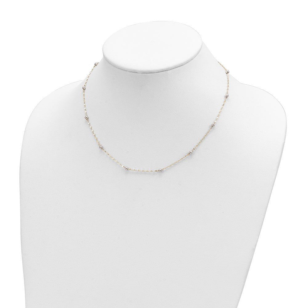 14K Yellow Gold Two Tone Polished Bead Fancy Necklace