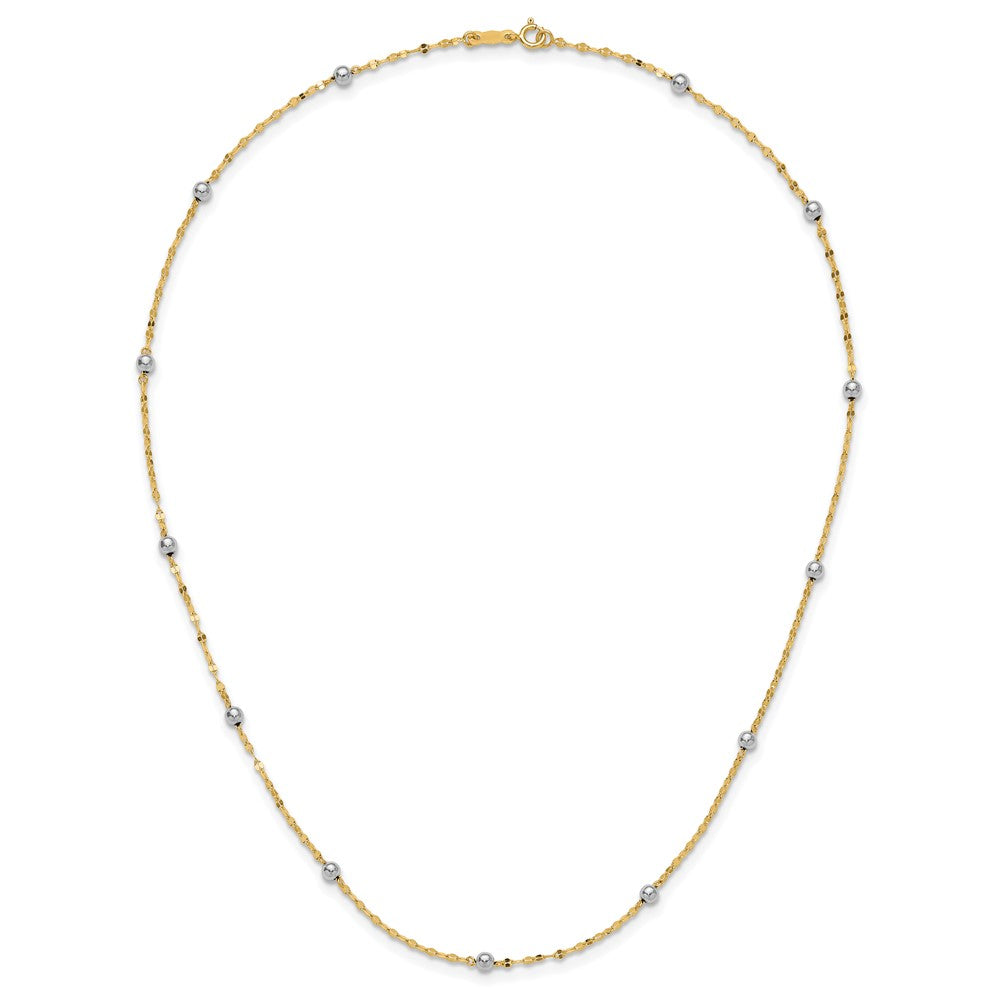 14K Yellow Gold Two Tone Polished Bead Fancy Necklace