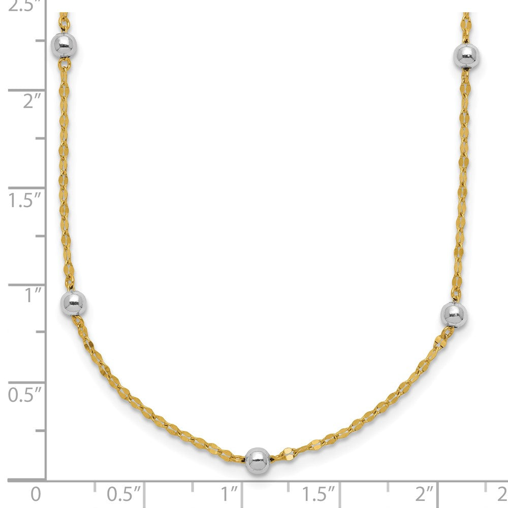 14K Yellow Gold Two Tone Polished Bead Fancy Necklace