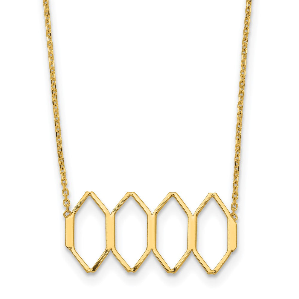 14K Polished Fancy Shapes w/2 in ext. Necklace
