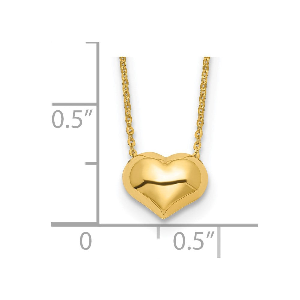 14k Polished Puffed Heart 16.5 inch Necklace
