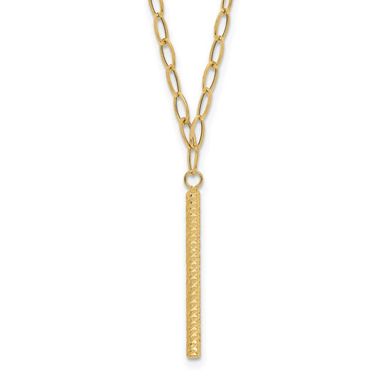 14K Polished Oval Link D/C Bar Necklace