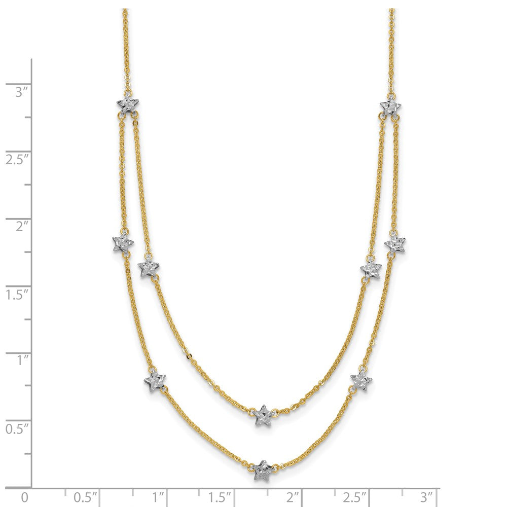 14K Two Tone Double Chain Star Necklace