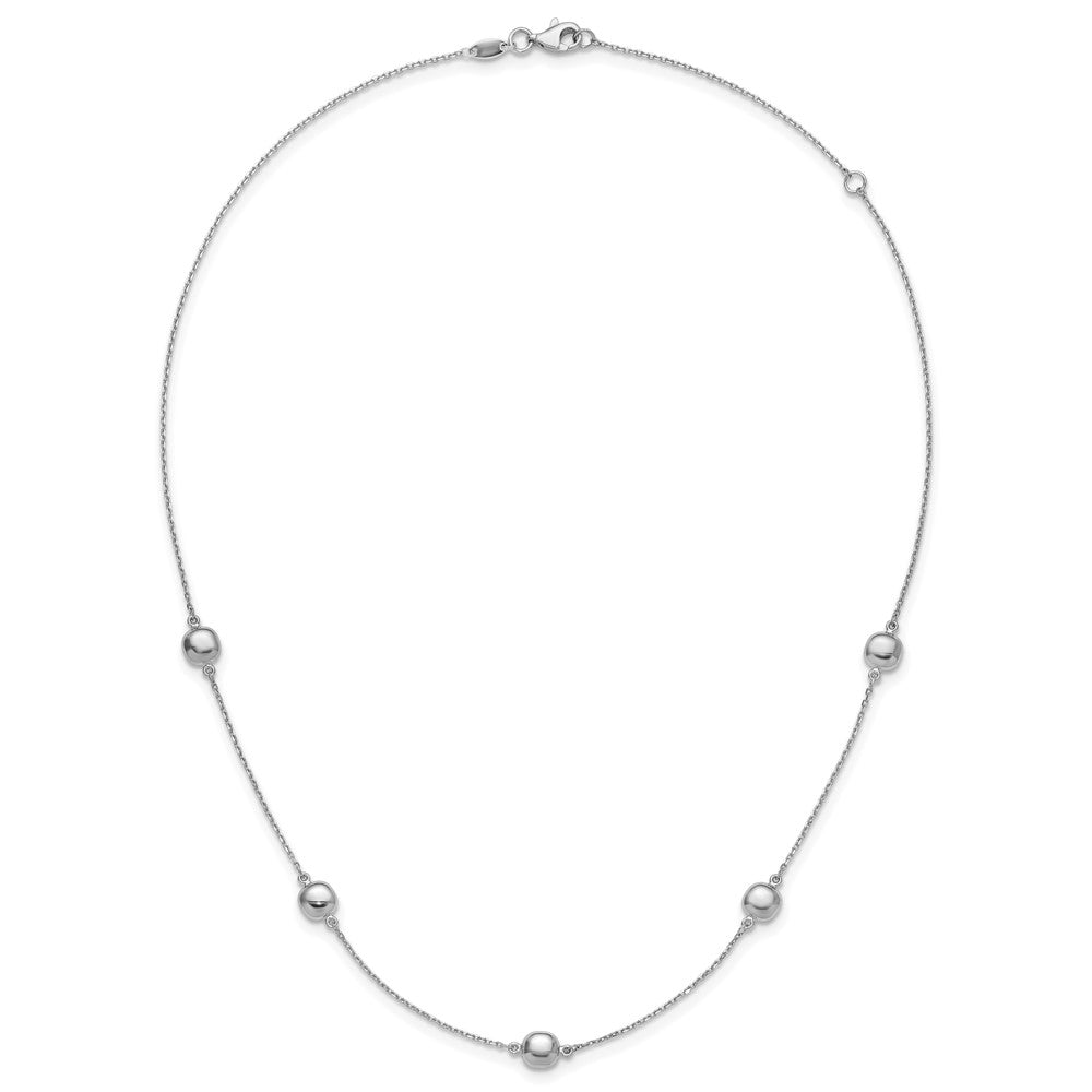 14k White Gold Polished 5 Station 16in w/2 in ext. Necklace