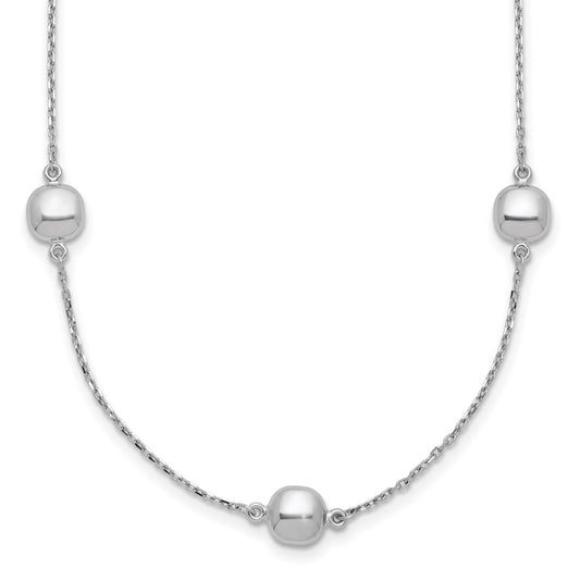 14k White Gold Polished 5 Station 16in w/2 in ext. Necklace