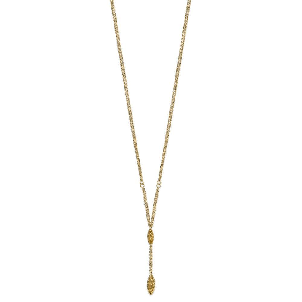 14k Fancy Y Diamond-cut Drop w/1in ext. Necklace