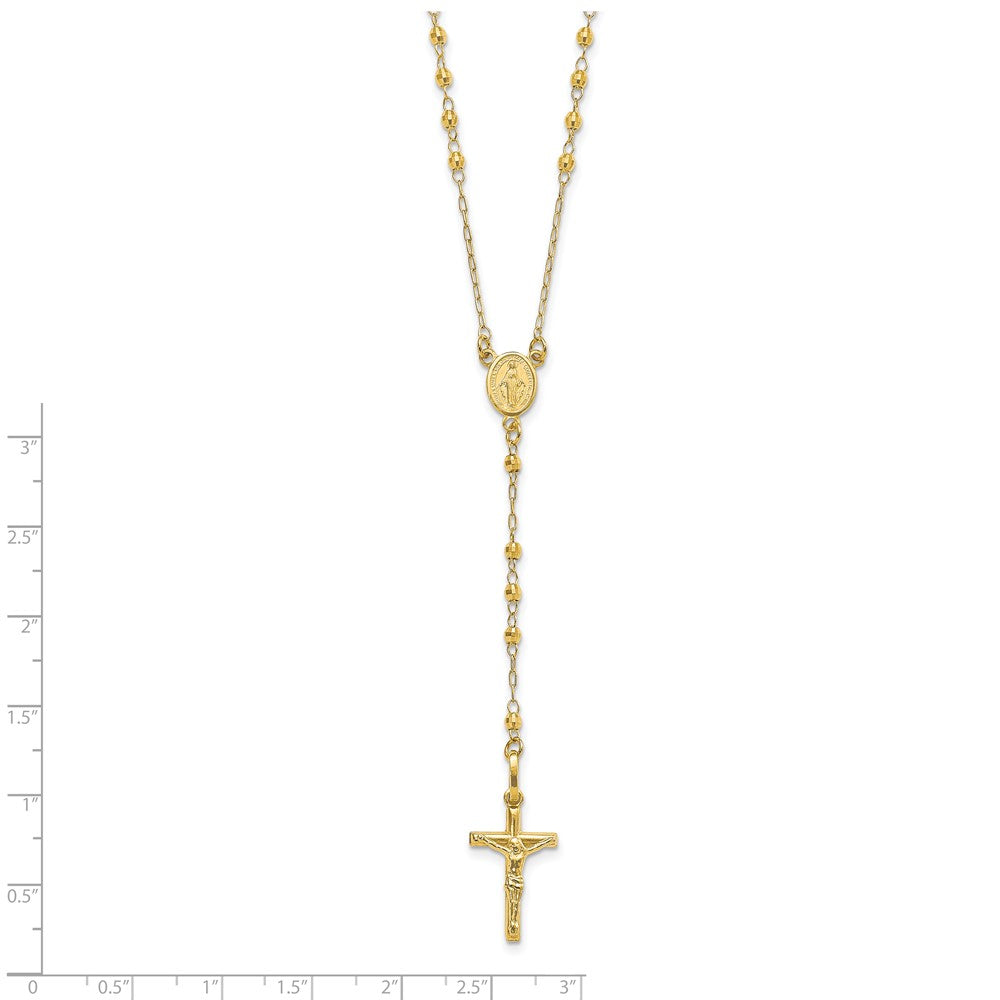 14K Yellow Gold Polished Faceted Beads Rosary Necklace