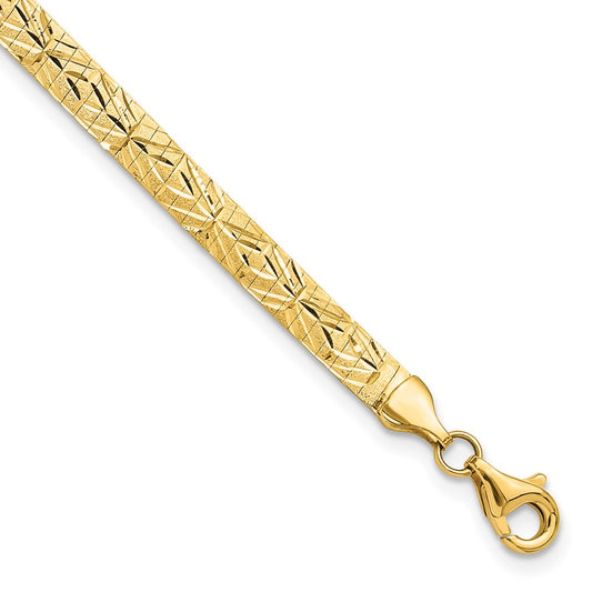 14k Polished and Satin D/C 4.00mm Reversible Omega Bracelet