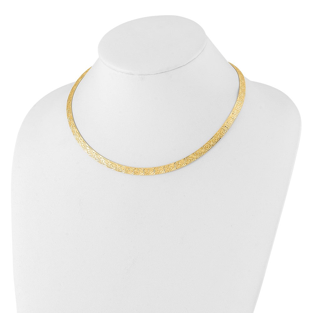 14K Polished and D/C 6.00mm Reversible Omega Necklace