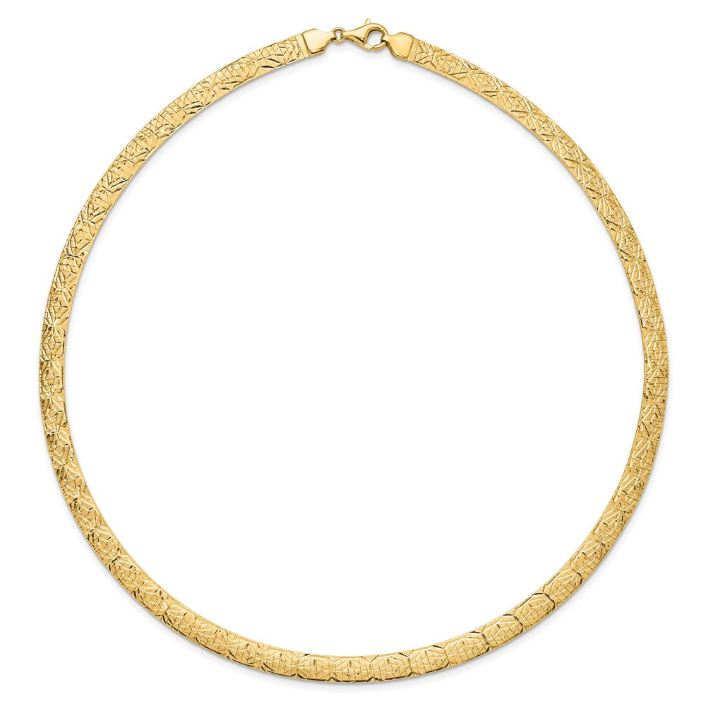 14K Polished and D/C 6.00mm Reversible Omega Necklace