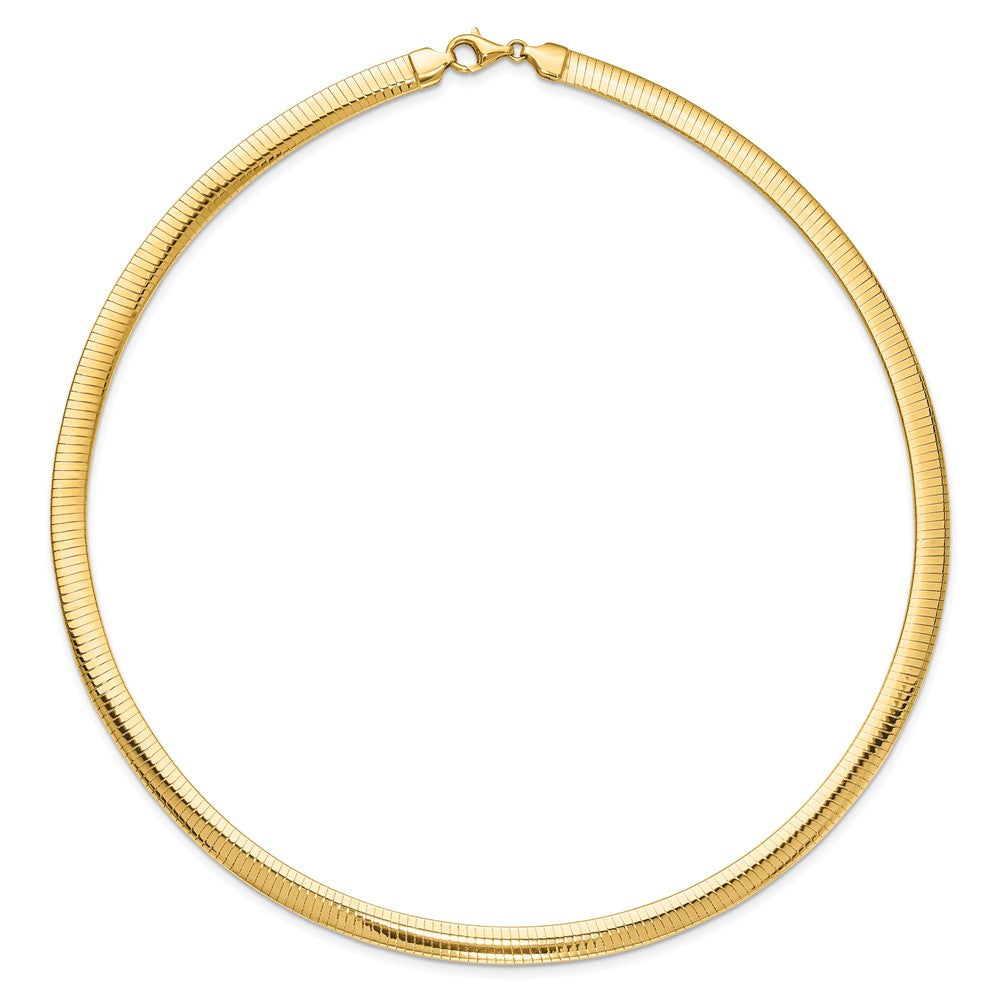 14K Polished and D/C 6.00mm Reversible Omega Necklace