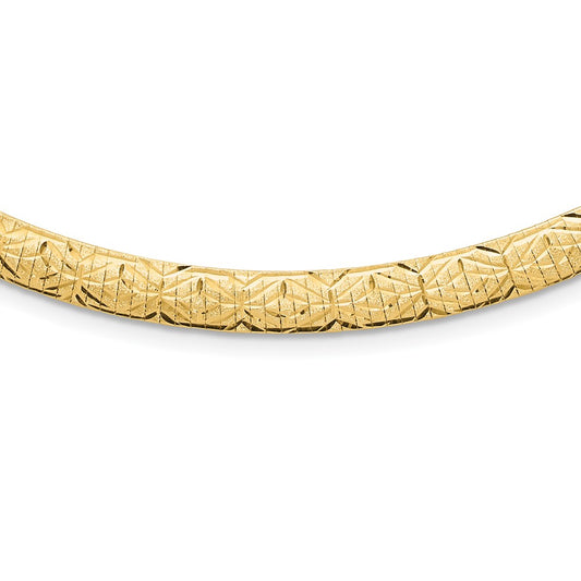 14K Polished and D/C 6.00mm Reversible Omega Necklace