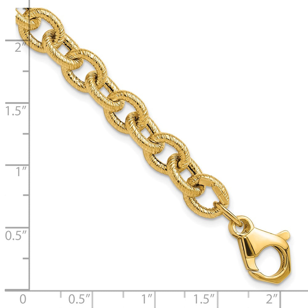 14K Polished and Textured Fancy Link Bracelet