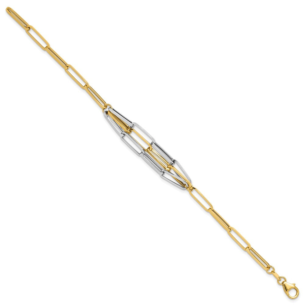 14K Two-tone Polished Fancy Link Bracelet
