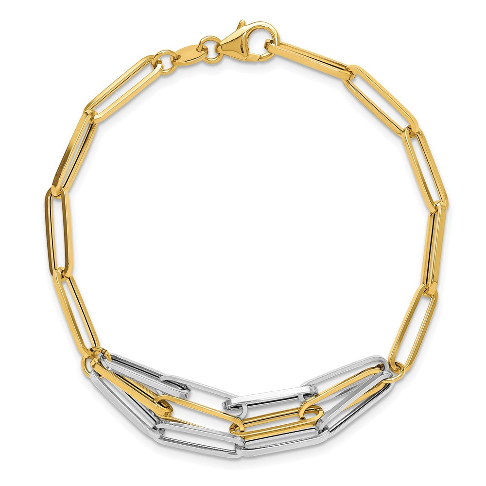 14K Two-tone Polished Fancy Link Bracelet