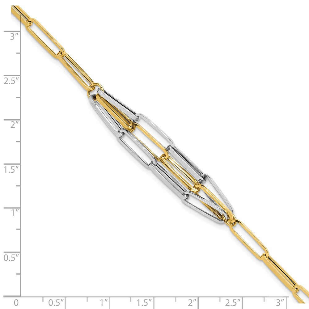 14K Two-tone Polished Fancy Link Bracelet