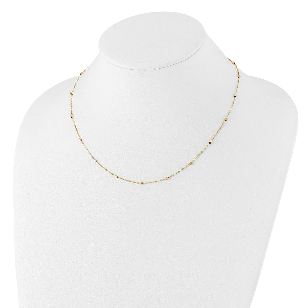 14K Polished Cube Stations w/ 2in ext. Necklace