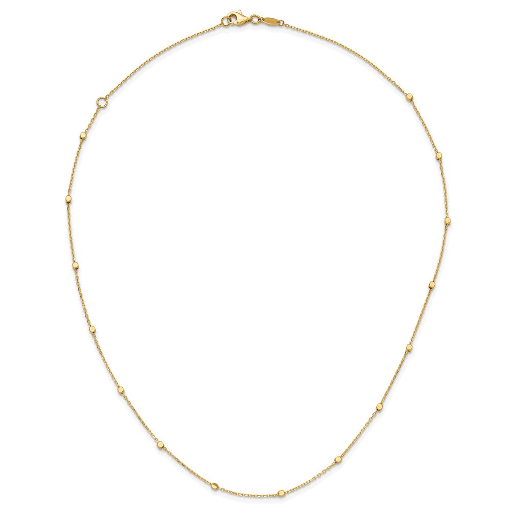 14K Polished Cube Stations w/ 2in ext. Necklace