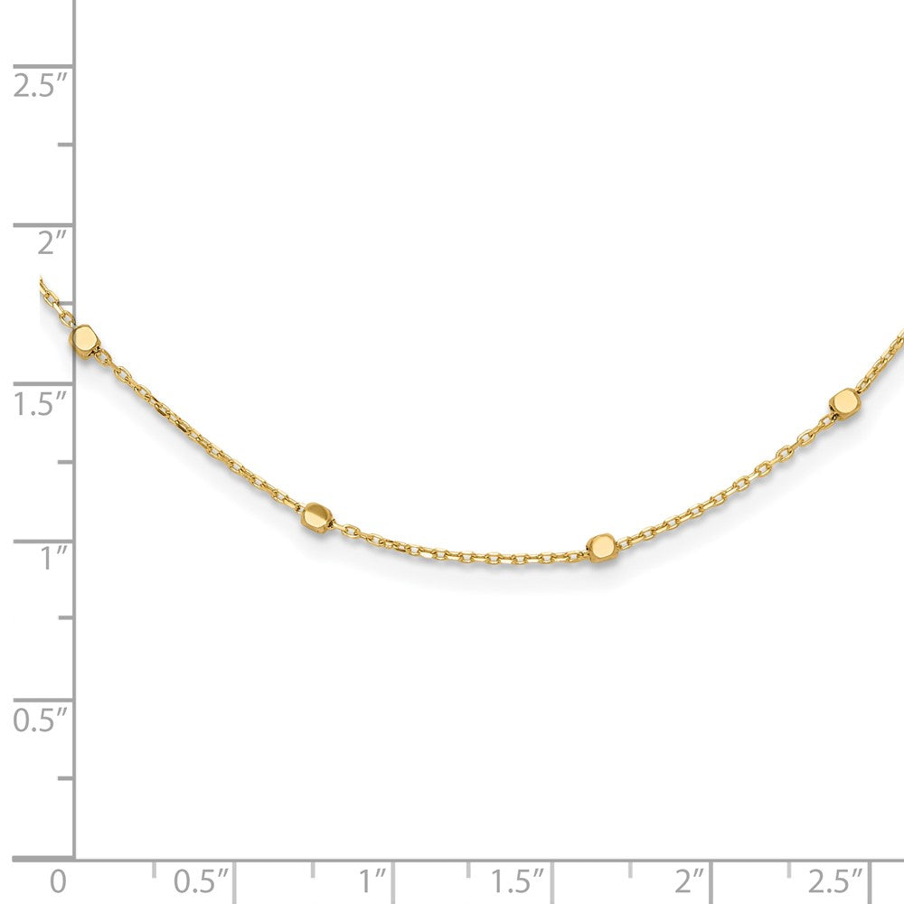 14K Polished Cube Stations w/ 2in ext. Necklace