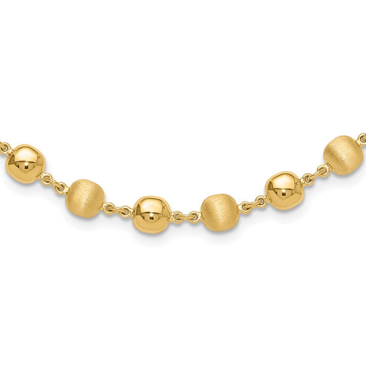 14K Polished and Satin Puffed Circles Necklace