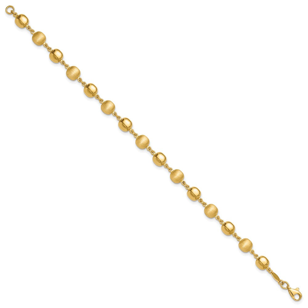 14K Polished and Satin Puffed Circles Bracelet