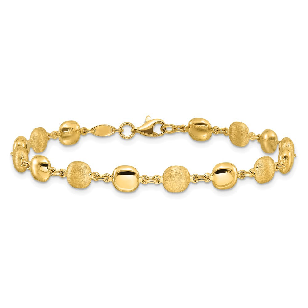 14K Polished and Satin Puffed Circles Bracelet