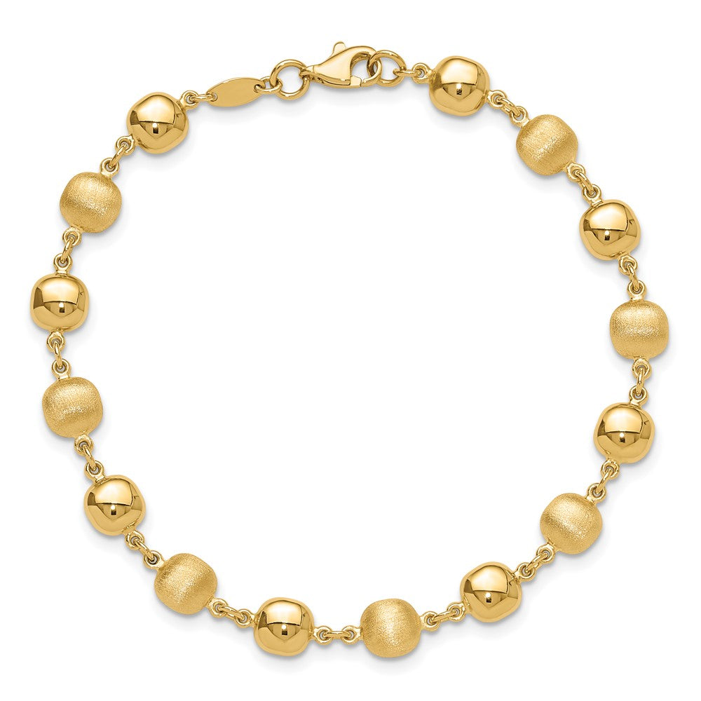 14K Polished and Satin Puffed Circles Bracelet