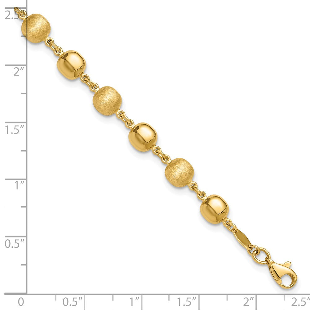 14K Polished and Satin Puffed Circles Bracelet