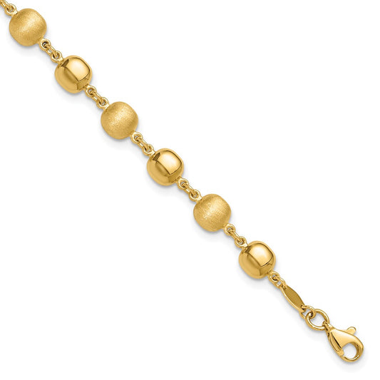 14K Polished and Satin Puffed Circles Bracelet