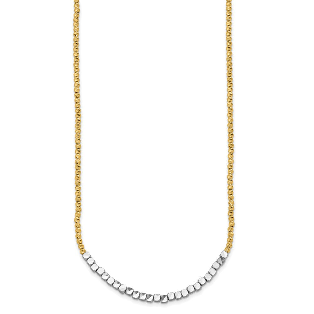 14K Two-tone Diamond-cut Beaded 18in Necklace