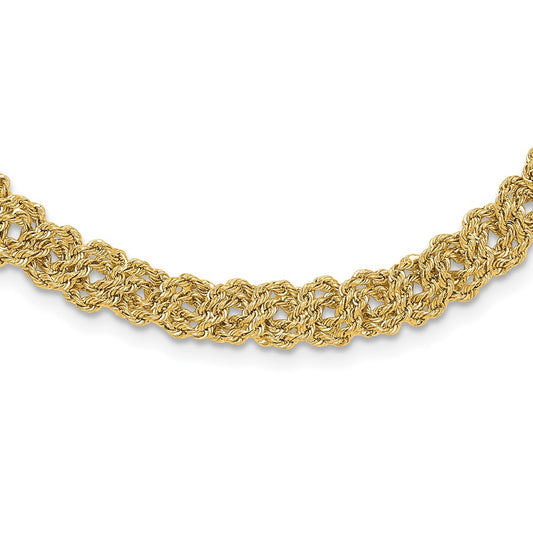 14K D/C Braided Rope Chain 17in w/1in ext. Necklace