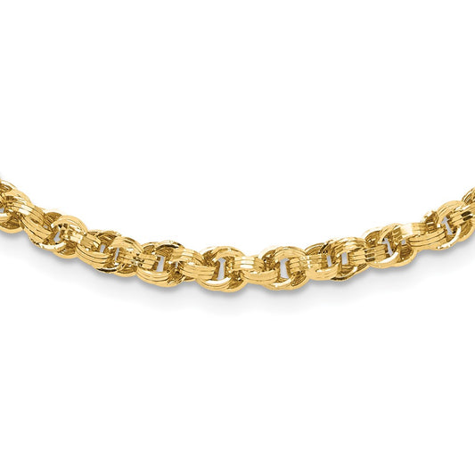 14K Yellow Gold Polished Fancy Little Link Necklace