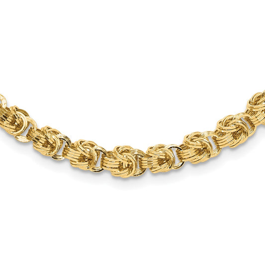 14K Polished Fancy D/C Link Necklace