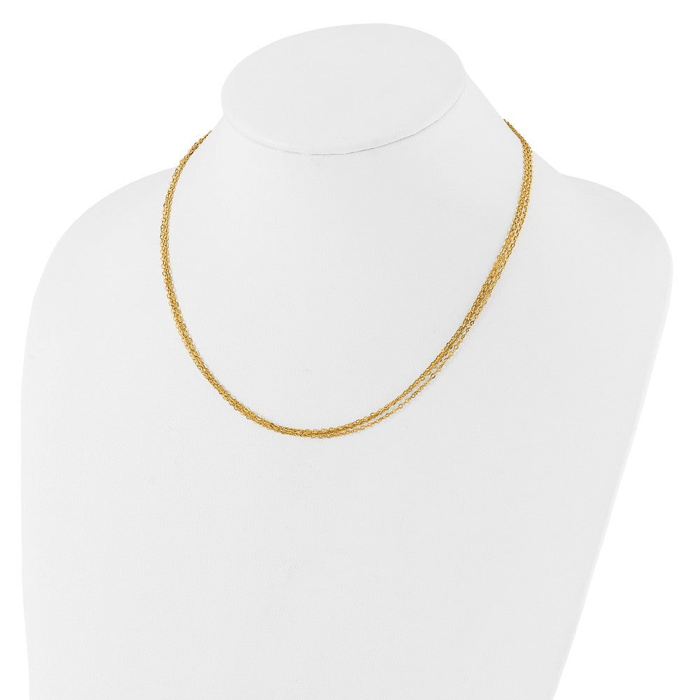 14K Polished Fancy Triple Cable Chain Necklace