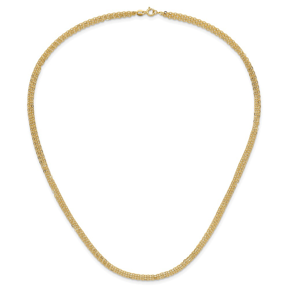 14K Polished Fancy Triple Cable Chain Necklace