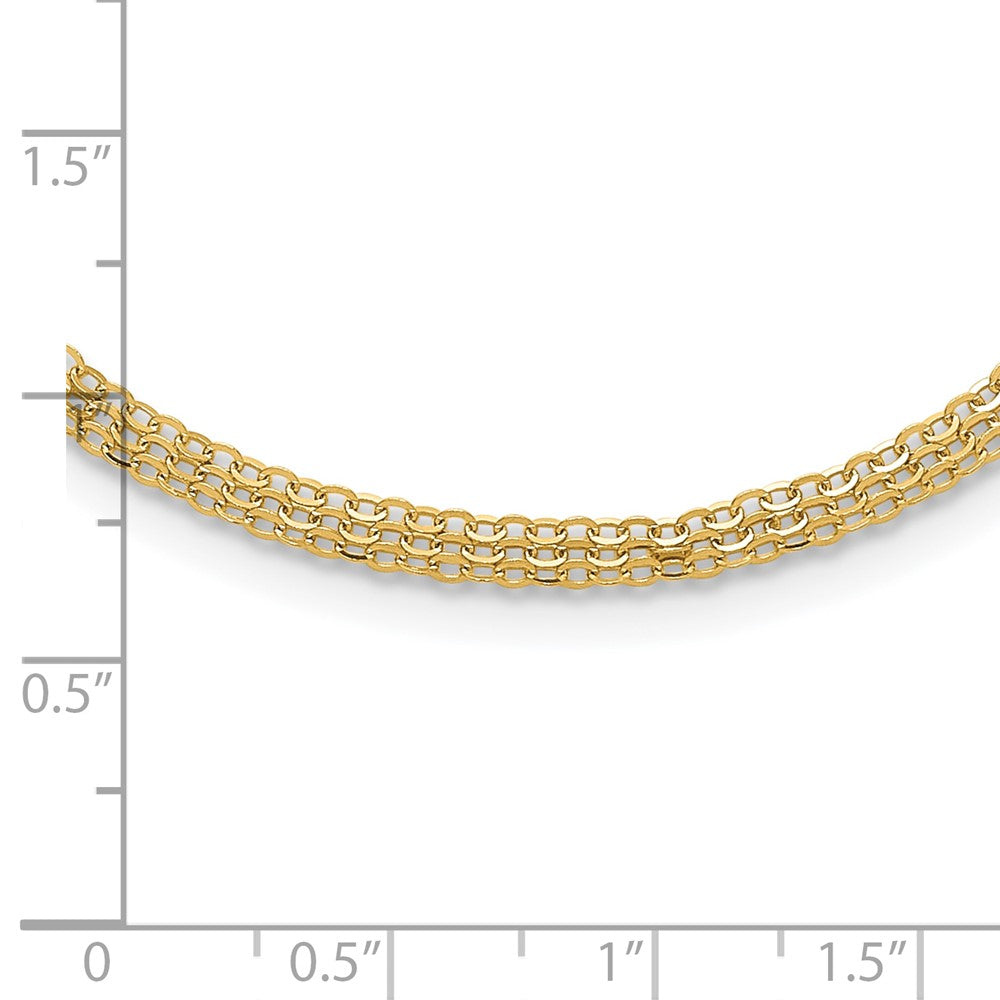 14K Polished Fancy Triple Cable Chain Necklace