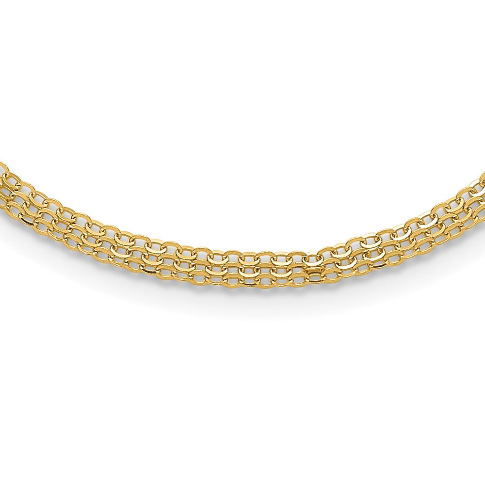 14K Polished Fancy Triple Cable Chain Necklace