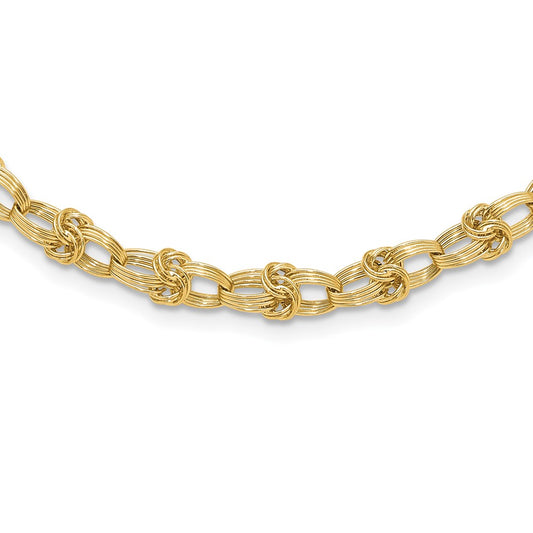 14K Polished Fancy Knot Links Necklace