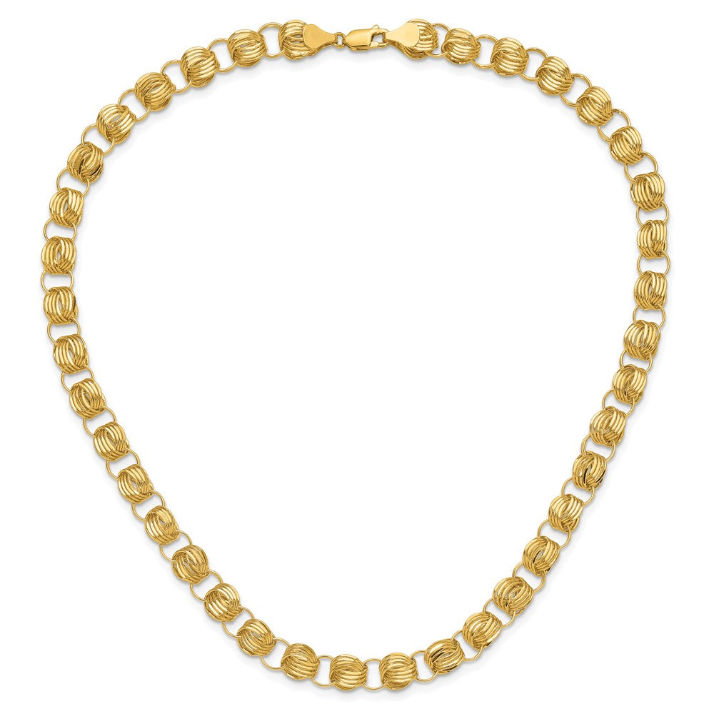 14K Polished Fancy D/C Triple Link Necklace