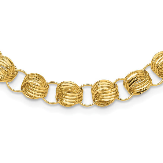 14K Polished Fancy D/C Triple Link Necklace