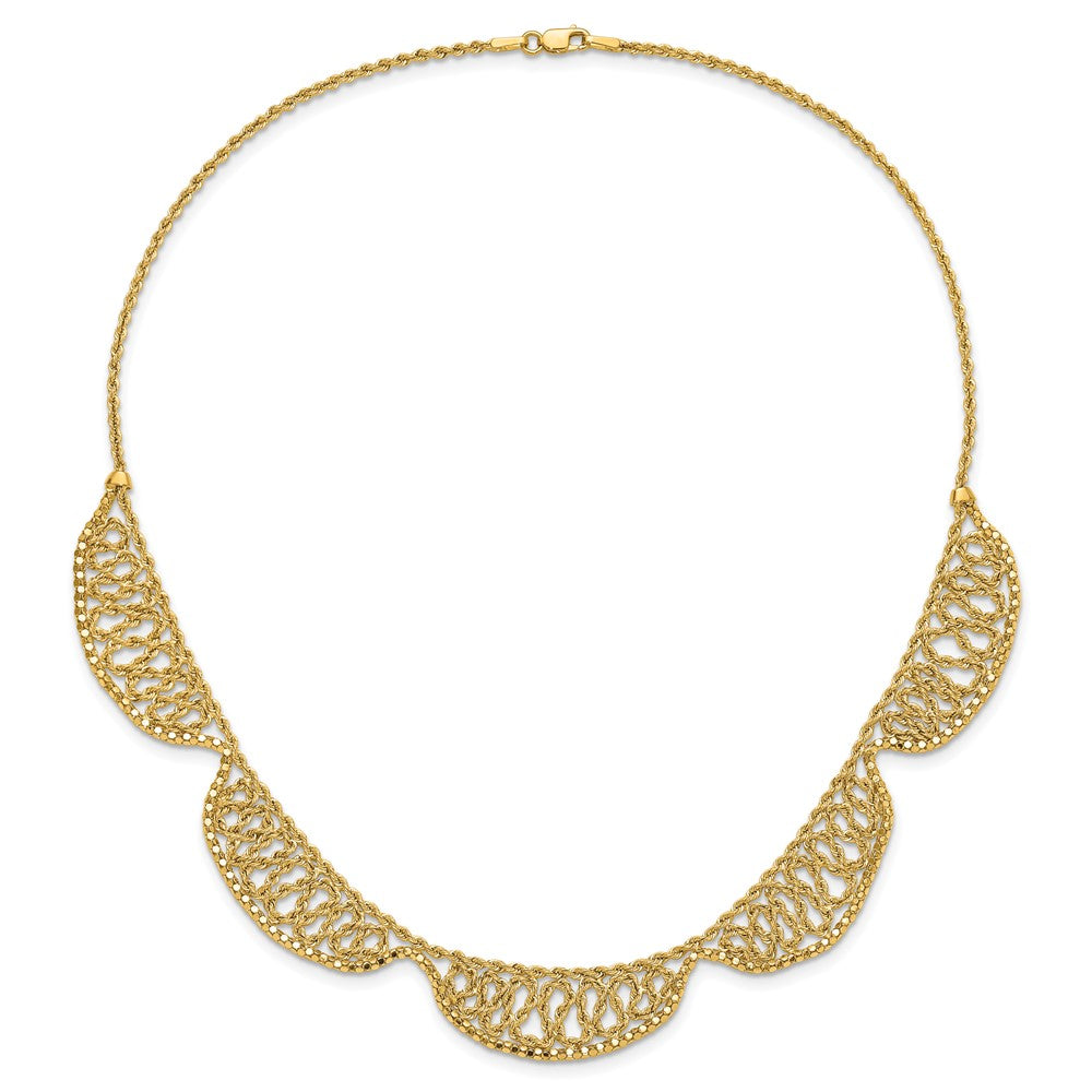 14k Polished and D/C Fancy 17in Necklace