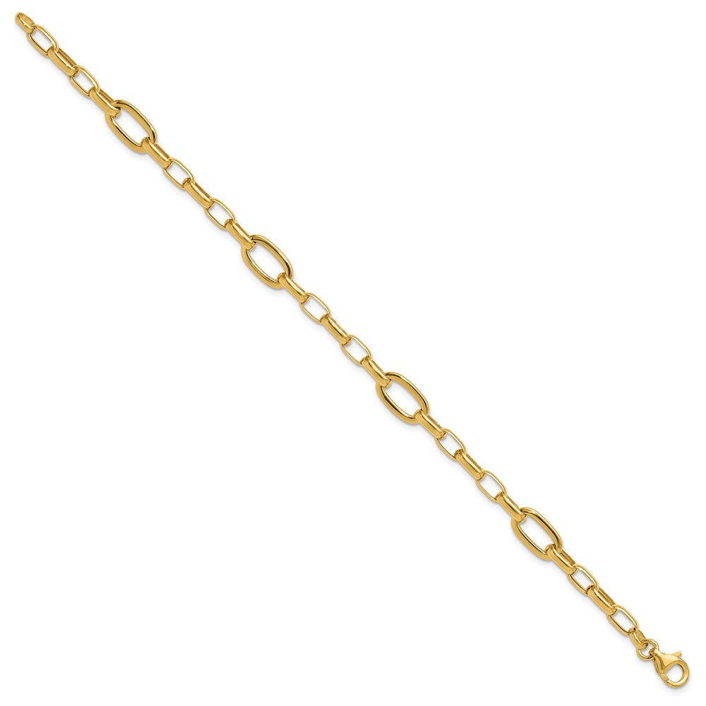14K Polished Fancy Cable Link Bracelet